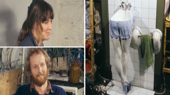 Artists Lynn and Ian Wright and their ceramic sculptures in 1980.