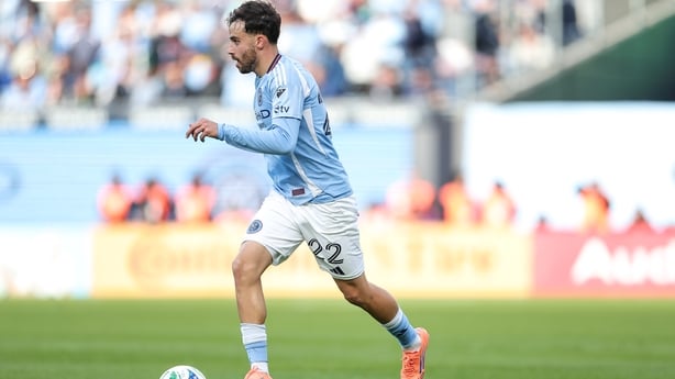 NEW YORK, NEW YORK - NOVEMBER 01: Kevin O'Toole #22 of New York City FC controls the ball during the MLS Cup Playoff match against Charlotte FC at Yankee Stadium on November 01, 2025 in New York City. (Photo by Dustin Satloff/Getty Images)