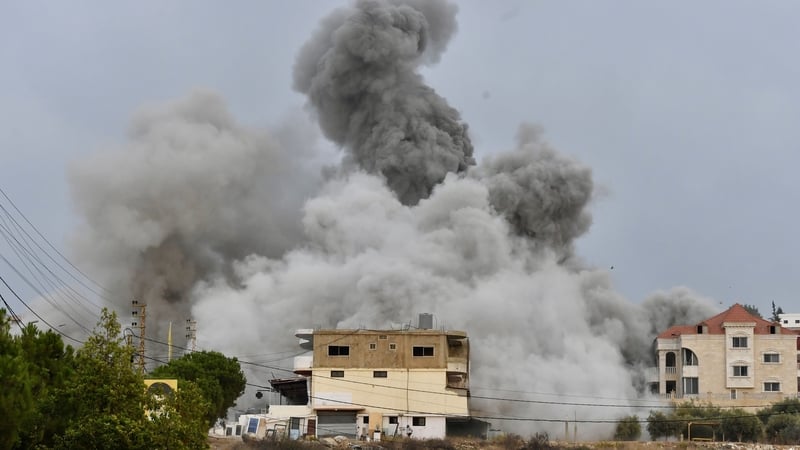 Smoke billows from the area following Israeli attacks on the town of Tayr Dibba in the southern Lebanese province of Tyre, Lebanon