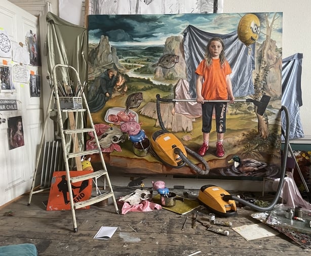 Geraldine O'Neill's painting 'Flicker, Flicker' hangs at the Kevin Kavanagh Gallery in Dublin