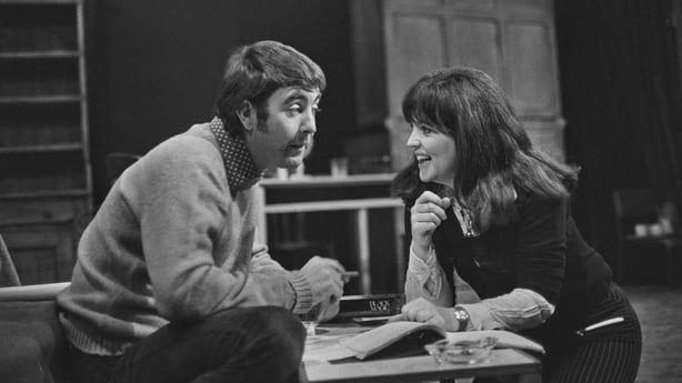 Married British actors John Alderton and Pauline Collins during rehearsals for 'Punch and Judy Stories', (later titled 'Judies') in London, UK, October 1973. (Photo by Ronald Dumont/Express/Hulton Archive/Getty Images)