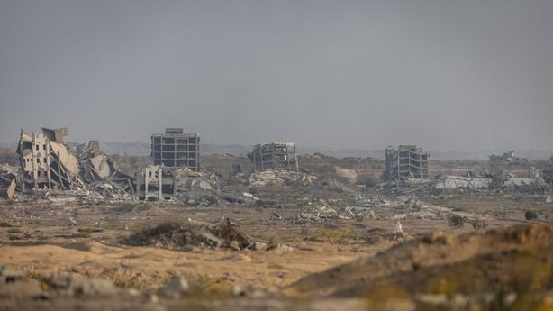 A view of rubble and destruction in Sheikh Radwan neighborhood in Gaza City