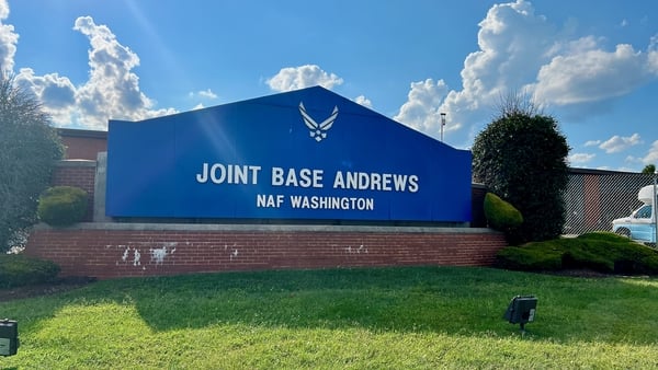 The sign at Andrews Air Force Base, the gateway to the United States where visiting dignitaries from around the world disembark
