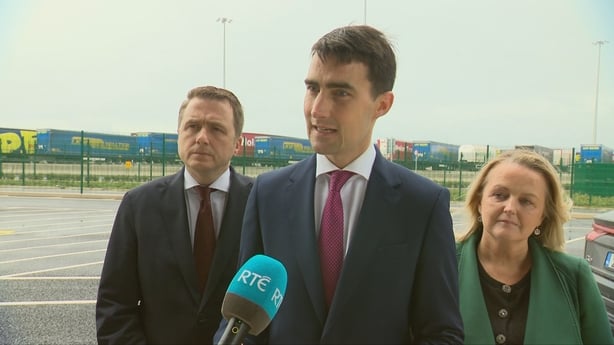 Jack Chambers speaking to media in Rosslare