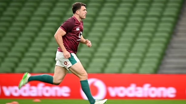 7 November 2025; Tom Farrell during an Ireland Rugby captain's run at the Aviva Stadium in Dublin. Photo by Seb Daly/Sportsfile