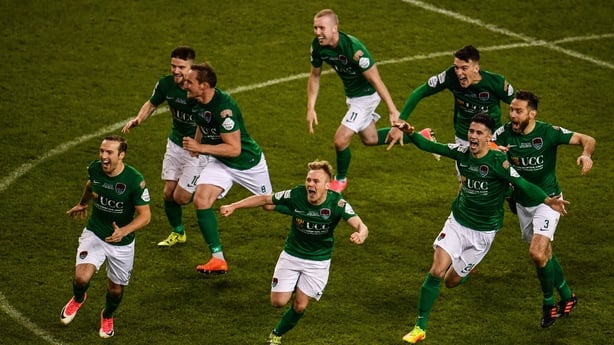 5 November 2017; Cork City players celebrate after winning the penalty shoot out during the Irish Daily Mail FAI Senior Cup Final match between Cork City and Dundalk at Aviva Stadium in Dublin. Photo by Sam Barnes/Sportsfile