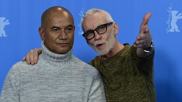 Actor Temuera Morrison and director Lee Tamahori pose during a photocall for the film Mahana/The Patriarch at the Berlinale Film Festival in Berlin on 13 February, 2016