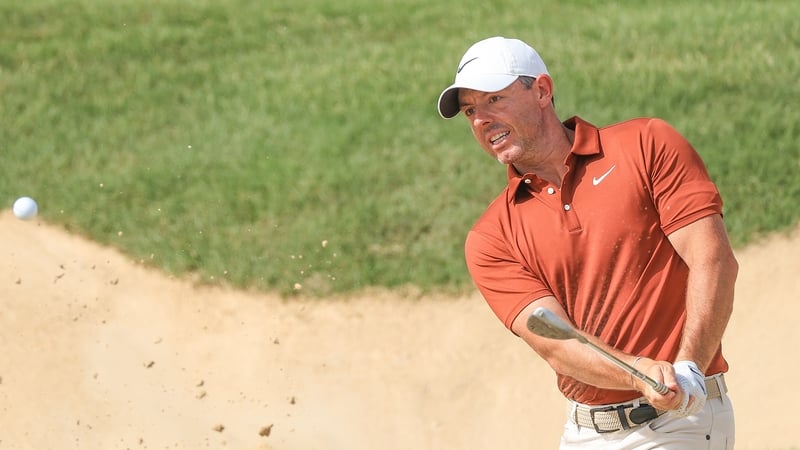 Rory McIlroy plays his third shot on the 11th hole during the third round