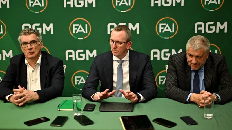 (L to R): FAI independent chairperson Tony Keohane FAI chief executive officer David Courell and FAI President Paul Cooke