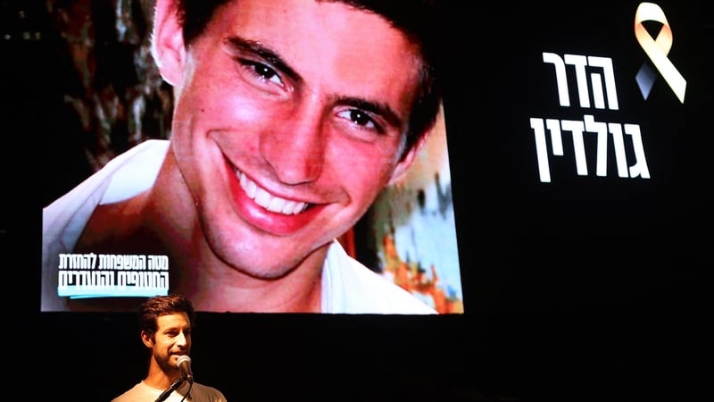 Chemi Goldin, brother of Hadar Goldin, spoke at an event in Hostages Square last month