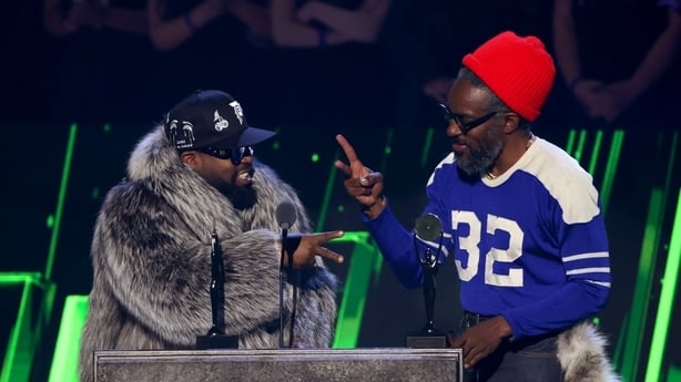 Inductees Big Boi and André 3000 of Outkast speak onstage during the 2025 Rock & Roll Hall of Fame Induction Ceremony at Peacock Theater on 8 November, 2025 in Los Angeles