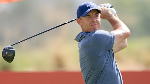 Rory McIlroy of Northern Ireland plays his tee shot on the second hole during the final round of the Abu Dhabi HSBC Championship 2025 at Yas Links Golf Course on November 09, 2025 in Abu Dhabi, United Arab Emirates