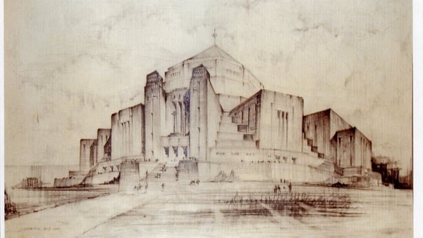 Artist impression of proposed cathedral for Merrion Square, Dublin Diocesan Archive