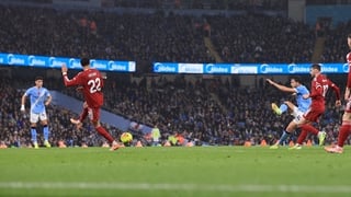 Nico Gonzalez of Manchester City scoring the second goal of the match (2-0) during the Premier League match between Manchester City and Liverpool at Etihad Stadium on November 9, 2025 in Manchester, England. (Photo by Simon Stacpoole/Offside/Offside via G