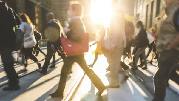 commuters city street