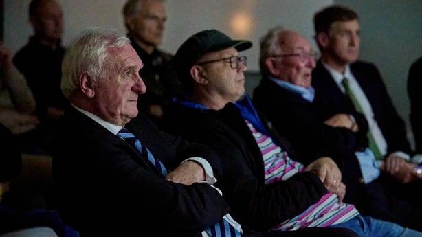 Bertie Ahern watching The Irish Question by director Alan Gilsenan