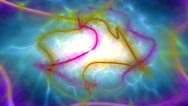 Superstrings, conceptual computer artwork. The superstring theory is a Theory of Everything (Grand Unification Theory), which seeks to unite gravitational force with the other fundamental forces (electromagnetism and nuclear forces) that are already descr