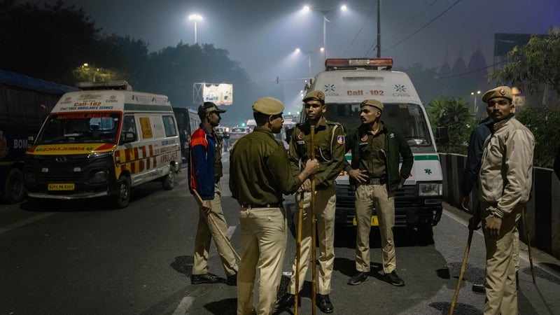 Members of the emergency services at the blast site