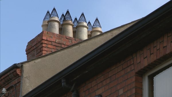 Chimney pots on the roof of a house