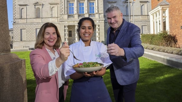 Bord Bia Foodservice Manager Maureen Gahan with a chef and another man launch the Bord Bia Market insights report