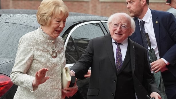 Michael D Higgins and his wife Sabina arriving at Dublin Castle