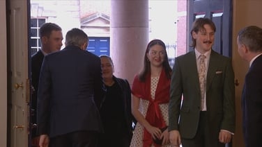Catherine Connolly's sons arrive at Dublin Castle