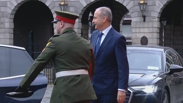 Taoiseach Micheál Martin arrives at inauguration of Catherine Connolly