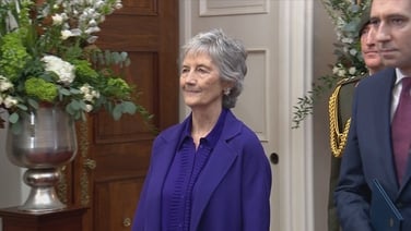 The moment President-elect Catherine Connolly entered St Patrick's Hall