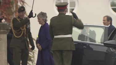 President Catherine Connolly arrives at Áras an Uachtaráin