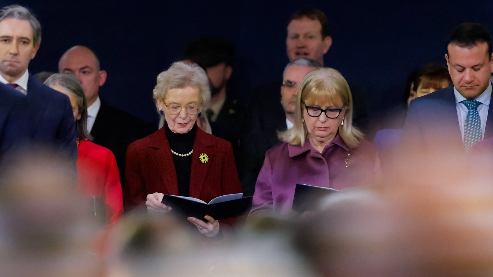 The ceremony was interspersed with musical performances, prayers and reflections. Pictured are former presidents Mary Robinson and Mary McAleese