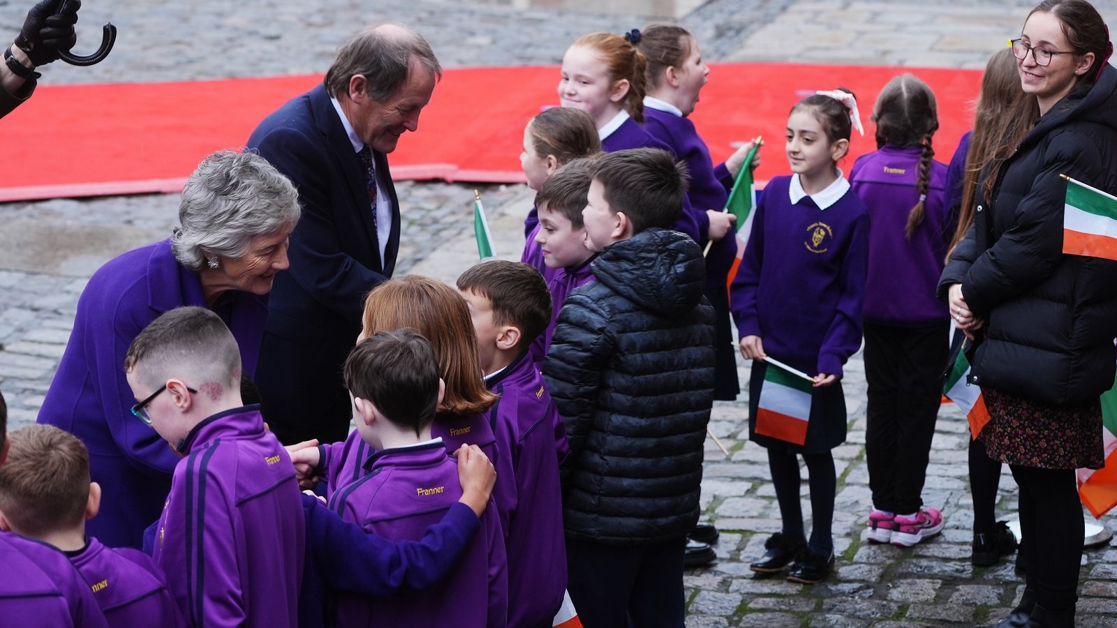 School children from Francis Street got a warm word from the new President