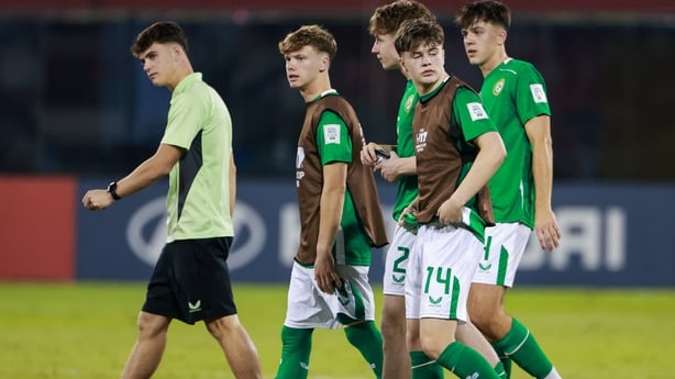 Republic of Ireland players after the FIFA Under-17 World Cup Group J match between Republic of Ireland and Paraguay at Aspire Zone in Doha, Qatar.