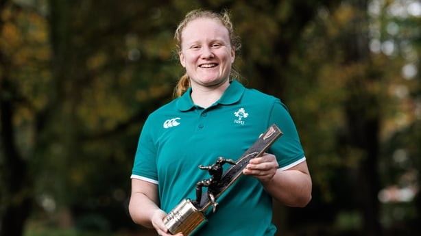Pictured is Ireland Women's rugby star, Aoife Wafer, who today was awarded the Guinness Rugby Writers of Ireland Women's XV's Player of The Year for the second consecutive year. The recipients were celebrated this evening at the home of Guinness, the Guinness Storehouse.Mandatory Credit ©INPHO/Ben B