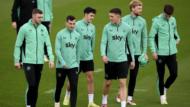 Josh Cullen (second from left) training with the squad in Dublin