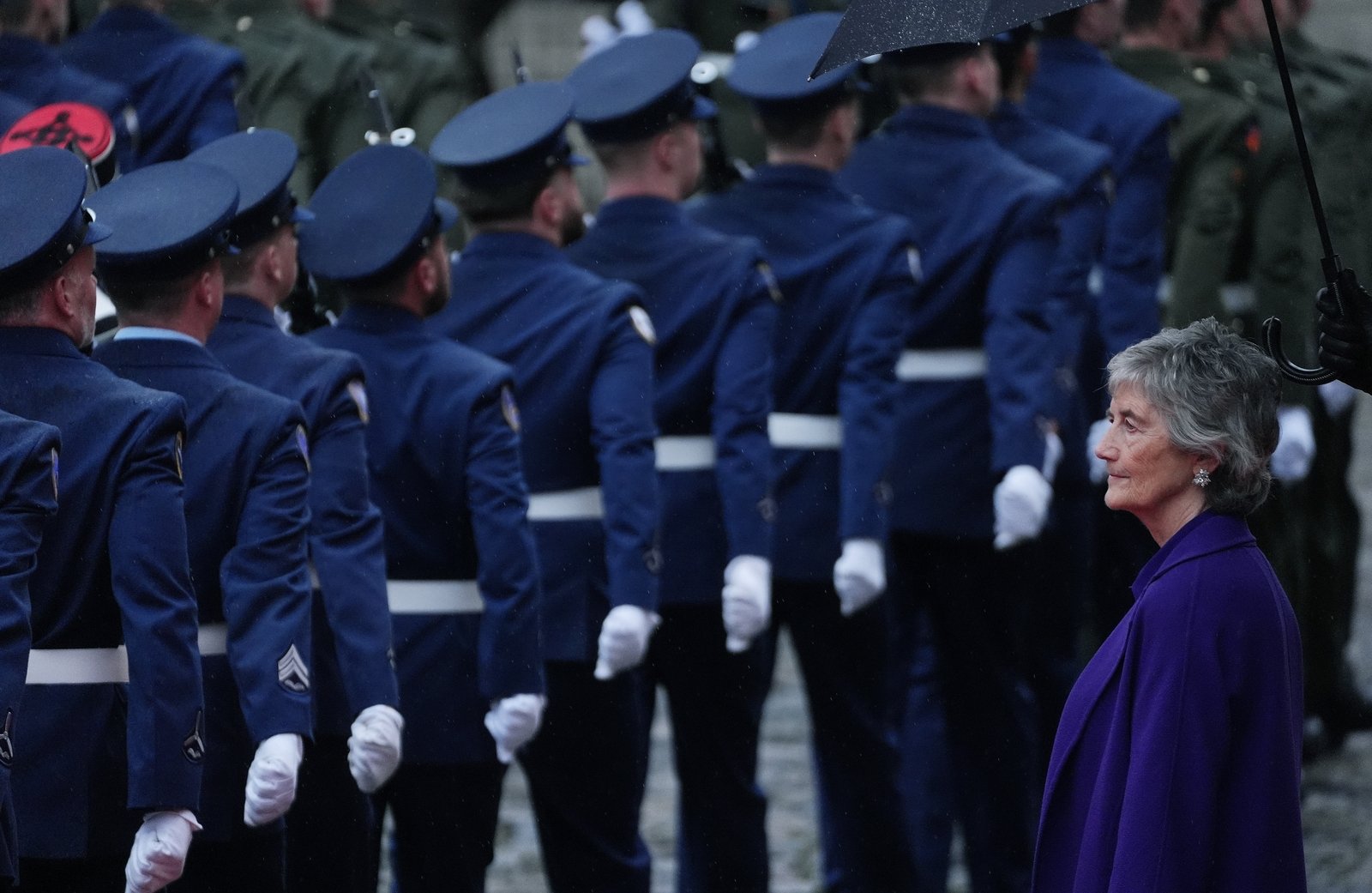 On the cobbled Upper Courtyard, President Connolly was met by 83 personnel from the Army, Air Corps and Naval Service