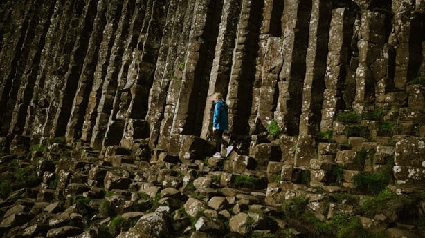 An image of the Giant's Causeway and some of its 40,000 hexagonal basalt columns