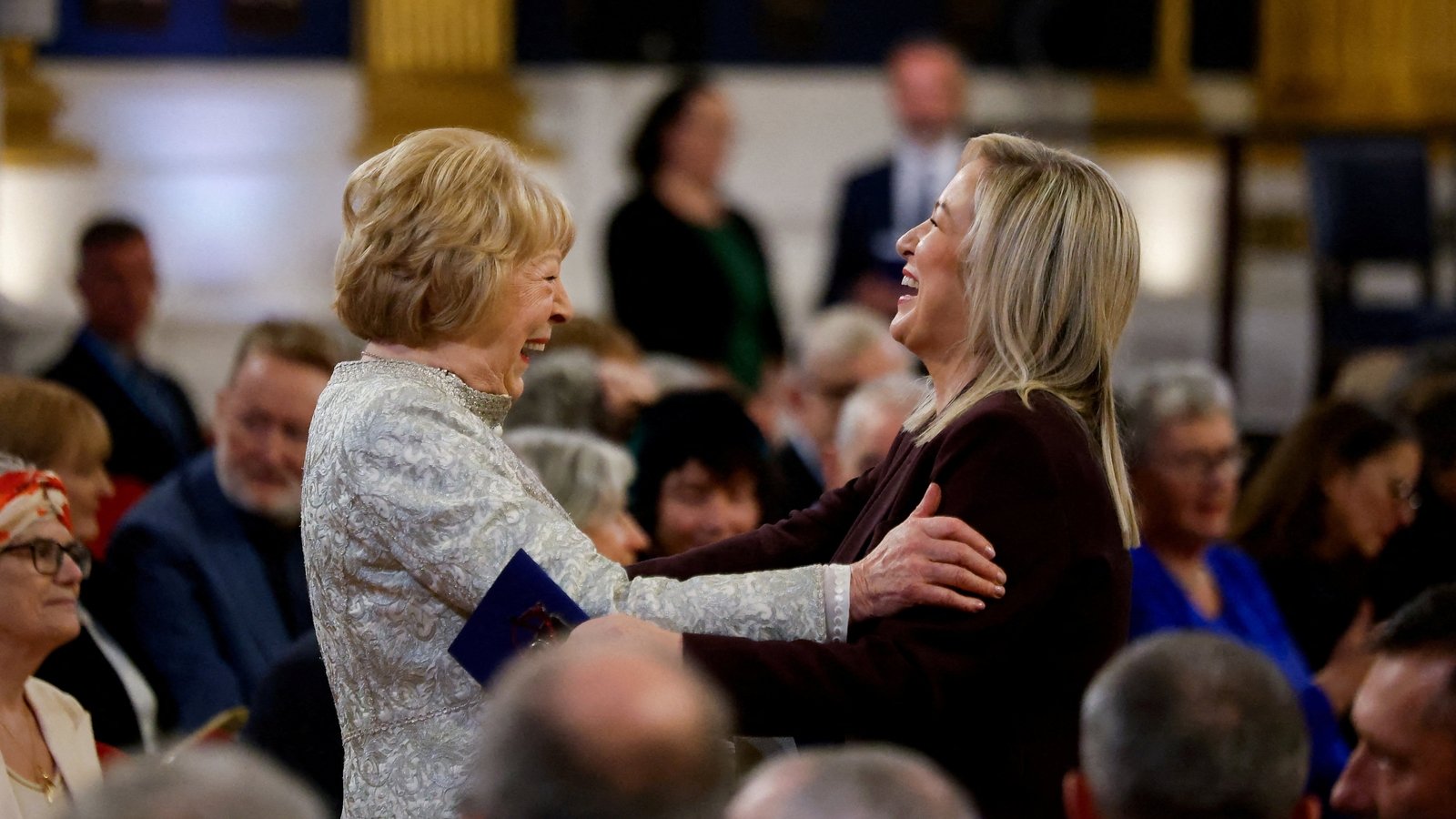 Sabina Higgins shared a moment with Northern Ireland's First Minister Michelle O'Neill at the event