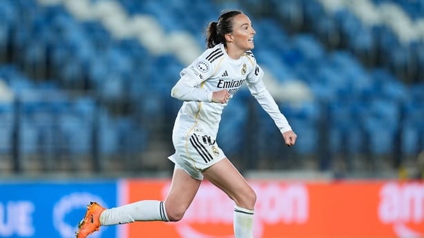 Caroline Weir of Real Madrid celebrates a goal during the UEFA Women's Champions League 2025/26 League Phase MD3, football match played between Real Madrid CF and Paris FC at Alfredo Di Stefano stadium on November 11, 2025, in Valdebebas, Madrid, Spain.