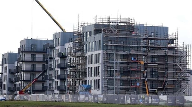 An apartment block under construction 