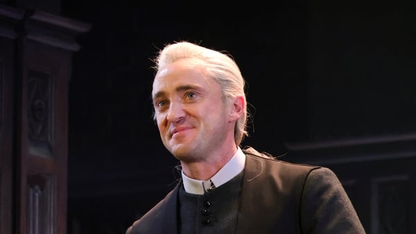 NEW YORK, NEW YORK - NOVEMBER 11: Tom Felton takes his curtain call during his Broadway debut as Draco Malfoy in "Harry Potter and The Cursed Child" at the Lyric Theatre on November 11, 2025 in New York City. (Photo by Dia Dipasupil/Getty Images)