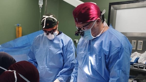 Dr Morgan McMonagle operating in Gaza hospital