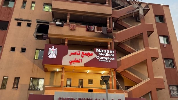 exterior shot of Nasser Hospital in Khan Younis