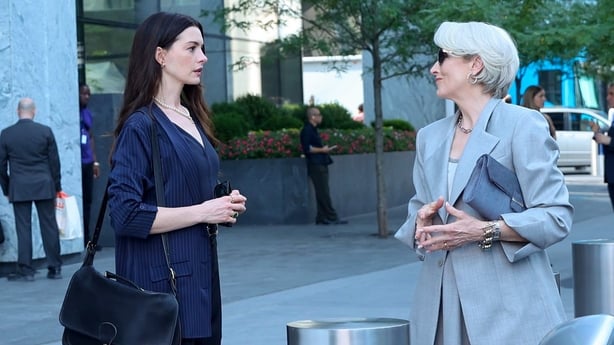 Anne Hathaway and Meryl Streep are seen filming scenes for The Devil Wears Prada 2 in Hudson Yards, Manhattan on 29 July, 2025