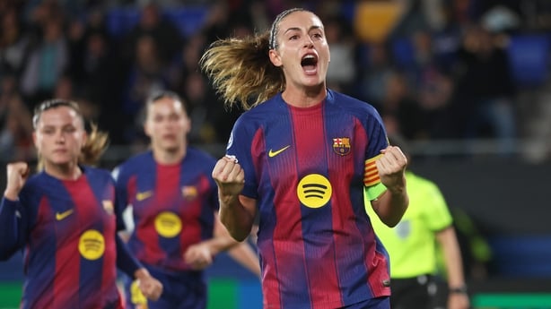 Alexia Putellas celebrates during the match between FC Barcelona Women and OH Leuven, corresponding to matchday 3 of the league phase of the UEFA Women's Champions League, at the Johan Cruyff Stadium in Barcelona, Spain, on November 12, 2025. 