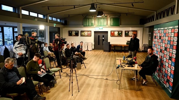 13 November 2025; Head coach Andy Farrell during a Ireland Rugby media conference at Bective Rangers RFC in Dublin. Photo by Ben McShane/Sportsfile