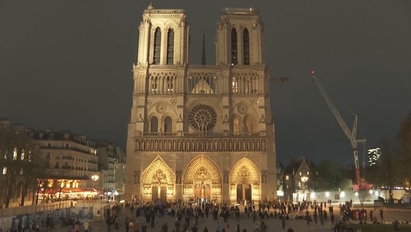 Notre-Dame is Paris is pictured at nighttime