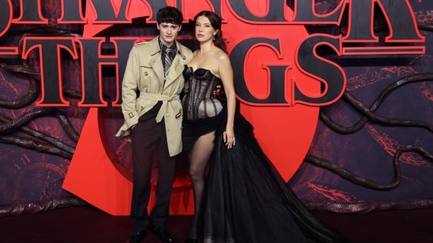 Noah Schnapp and Millie Bobby Brown pictured on the red carpet