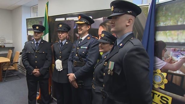 Garda Commissioner Justin Kelly is pictured with garda graduates in Templemore