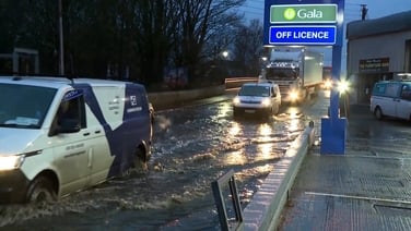 Significant flooding leading to road closures in Portarlington, County Laois