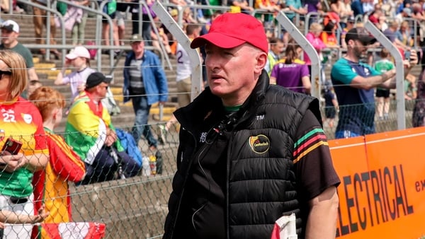 Carlow manager Tom Mullally before the Leinster GAA Hurling Senior Championship Round 4 match between Carlow and Wexford at Netwatch Cullen Park in Carlow